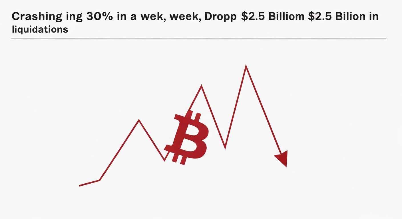 Hero image for article: Bitcoin Crashes 30% in a Week, Drops Below $61,000: $2.5B Liquidations